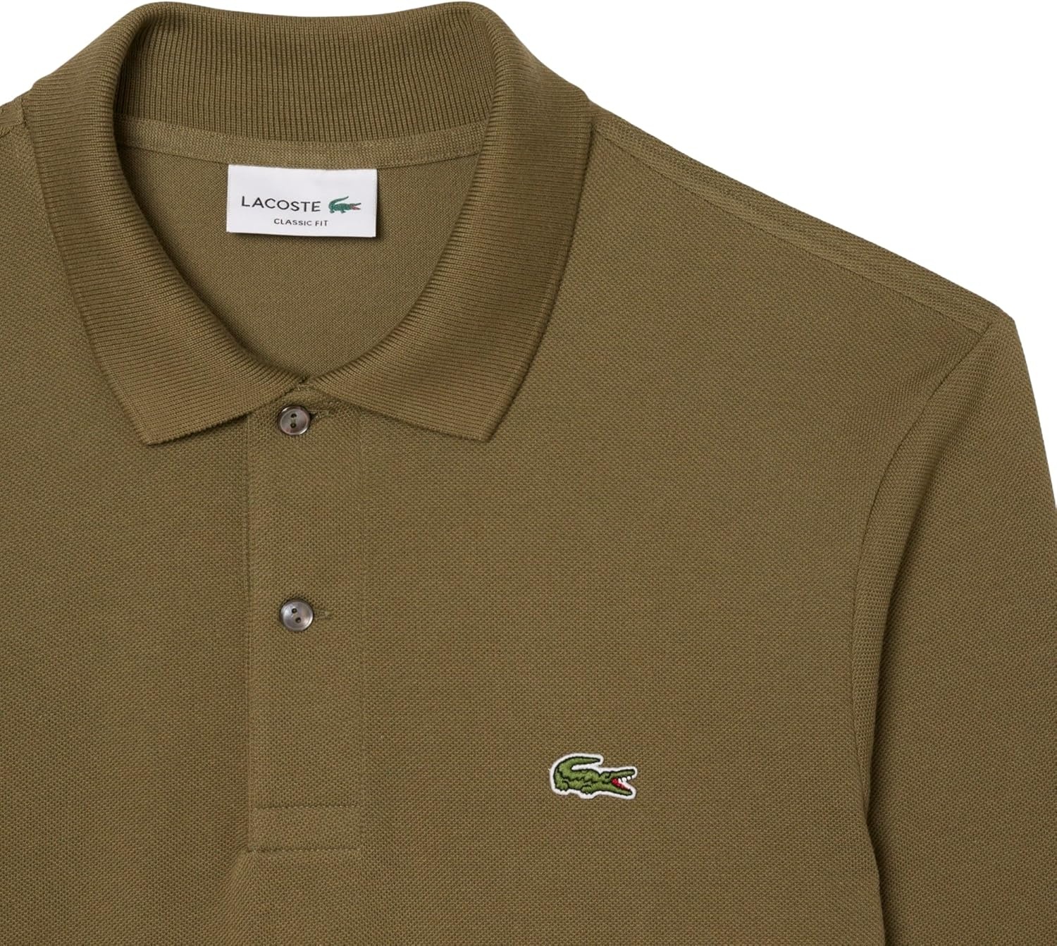 image:imageLacoste Mens Classic Long Sleeve Pique Polo ShirtOlive