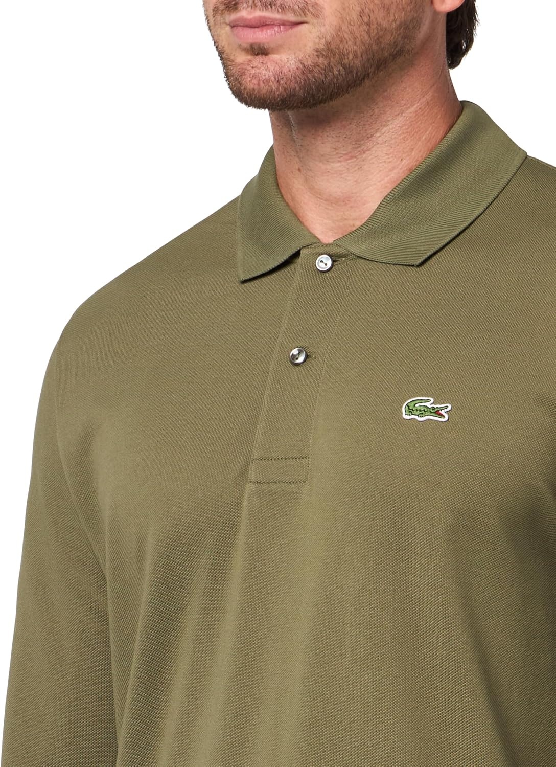 image:imageLacoste Mens Classic Long Sleeve Pique Polo ShirtOlive