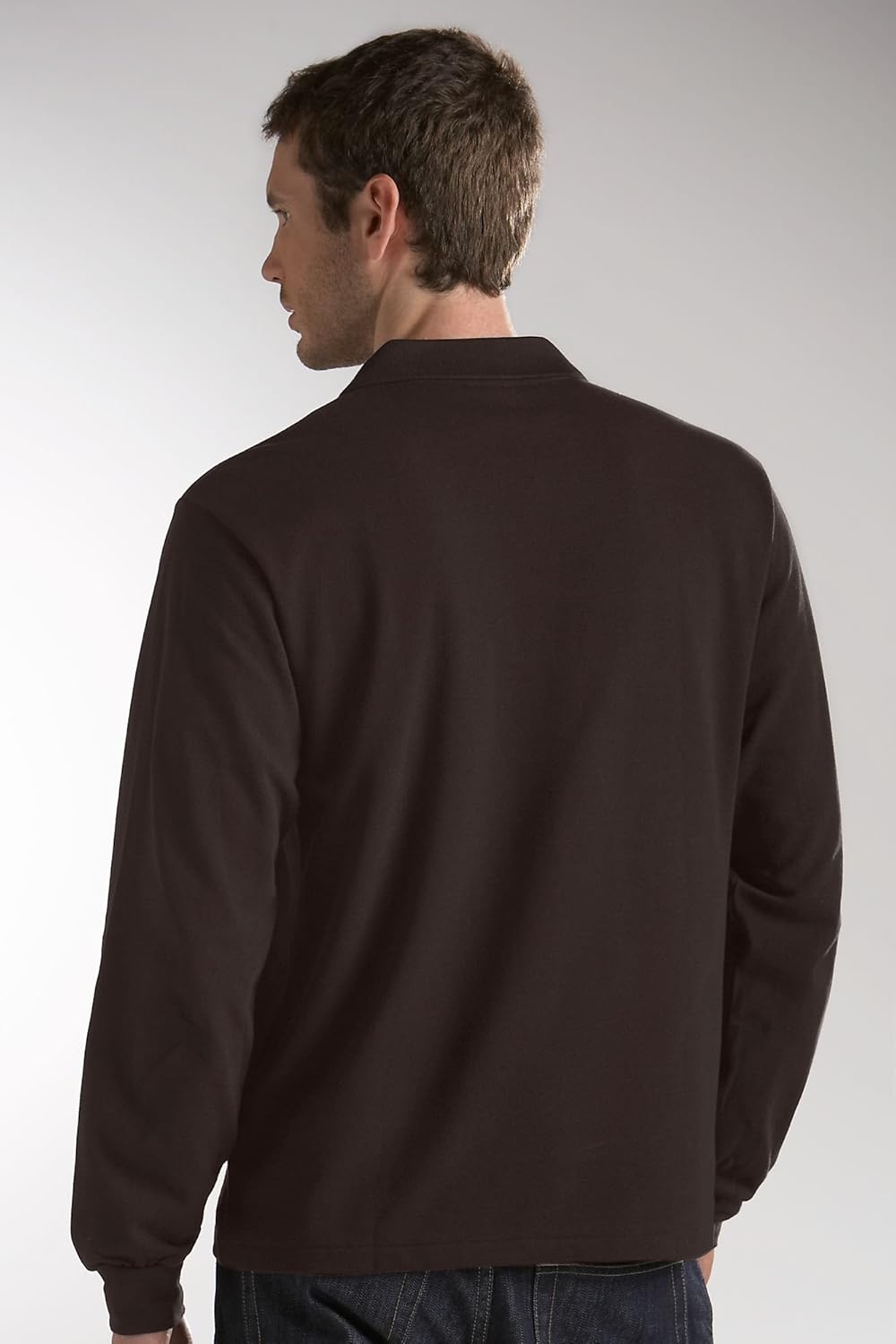 image:imageLacoste Mens Classic Long Sleeve Pique Polo ShirtPort Brown