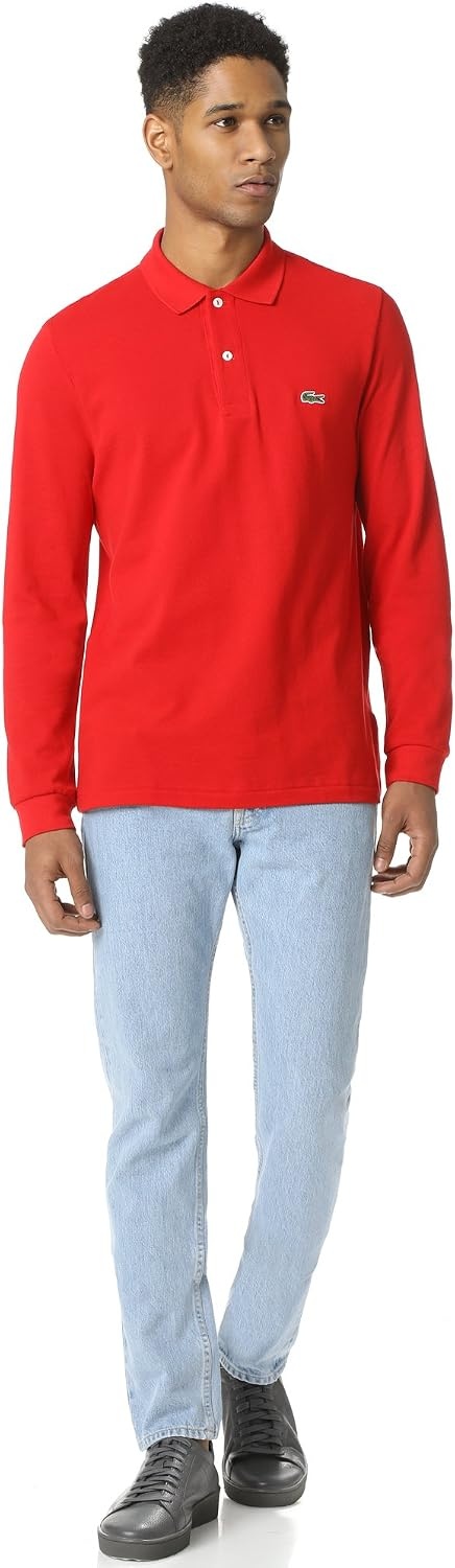 image:imageLacoste Mens Classic Long Sleeve Pique Polo ShirtRed
