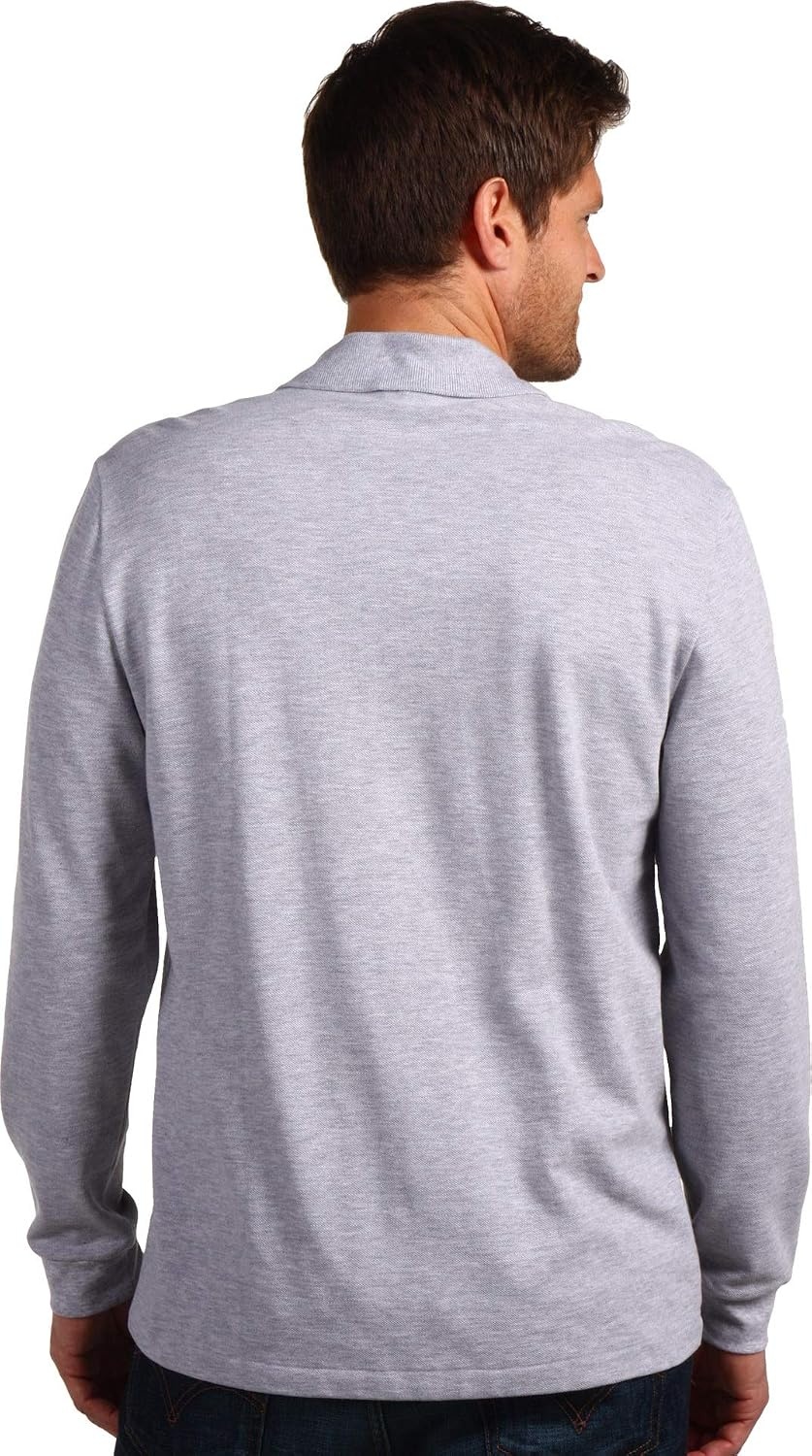 image:imageLacoste Mens Classic Long Sleeve Pique Polo ShirtSilver Grey Chine