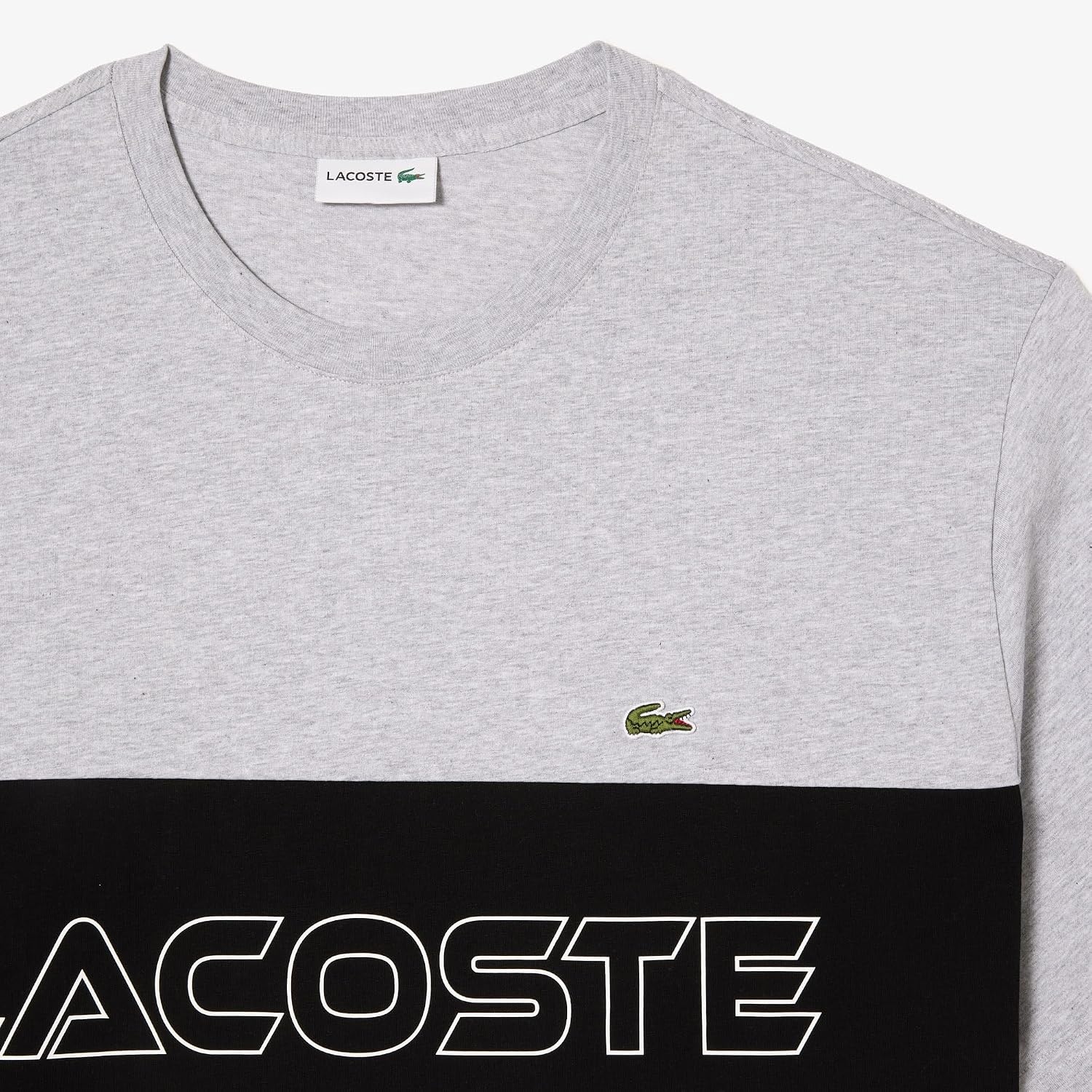 image:imageLacoste Mens Colorblock Jersey TShirt Tall FitSilver ChineBlack