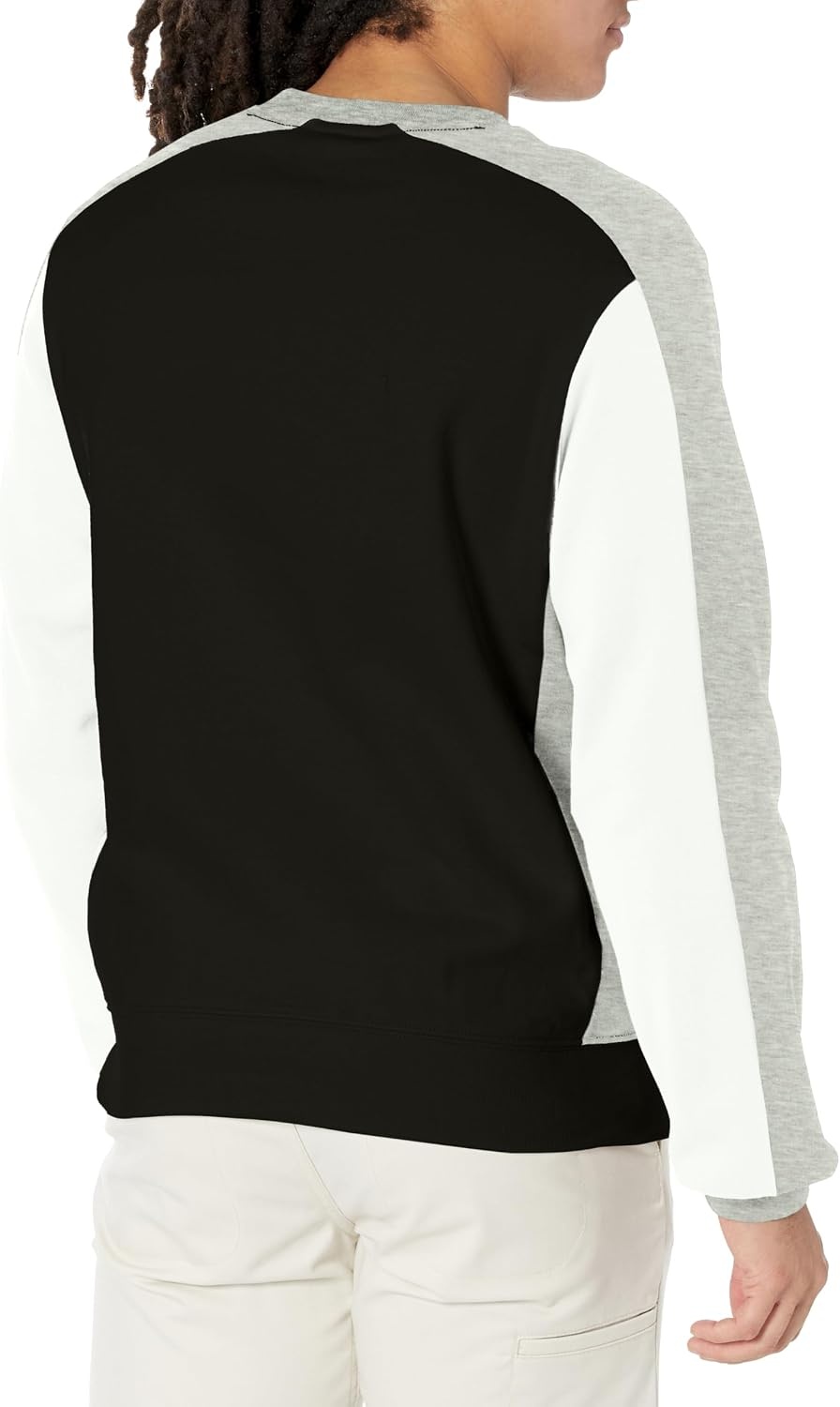 image:imageLacoste Mens ColourBlock Crew Neck SweatshirtBlackSilver ChineWhite