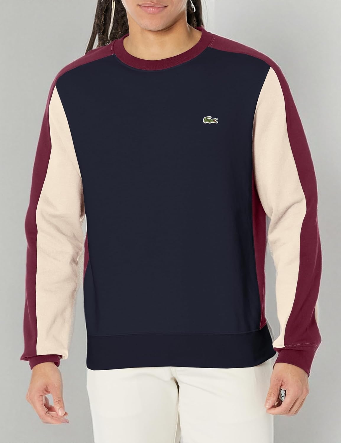 image:imageLacoste Mens ColourBlock Crew Neck SweatshirtNavy BlueZinLapland