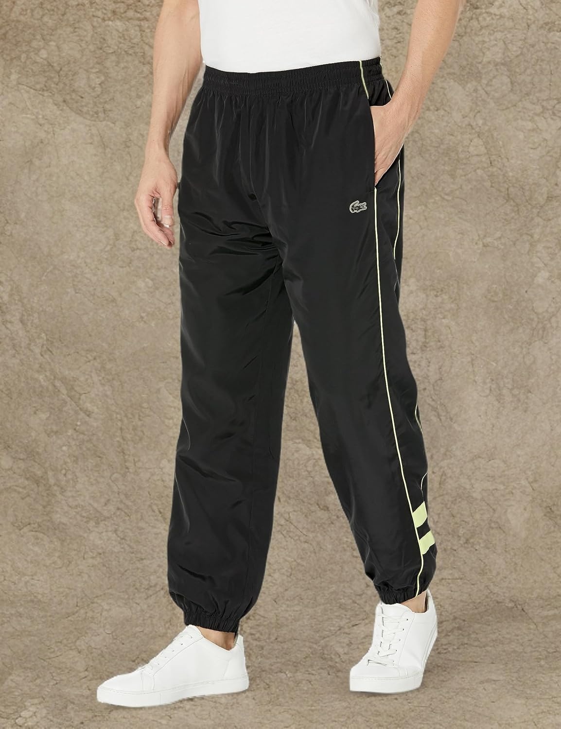 image:imageLacoste Mens Contrast Details Relaxed Fit SweatpantsBlackLimeira