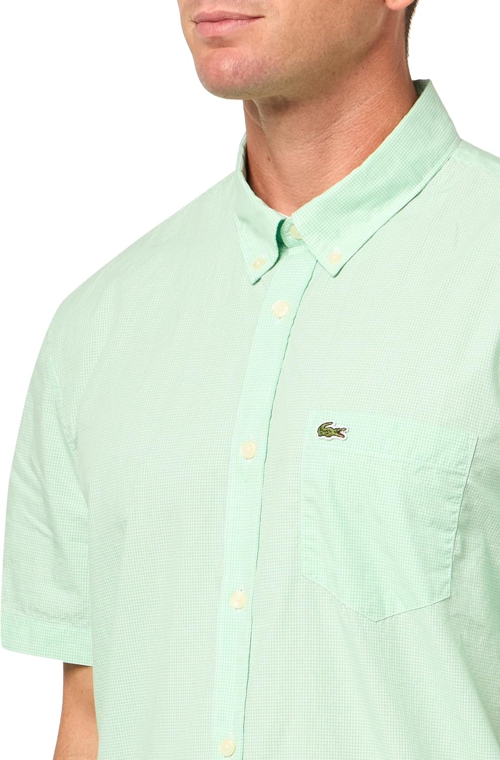 image:imageLacoste Mens Core Collection Regular Fit Short Sleeve Checked ShirtWhiteLiamone Gingham