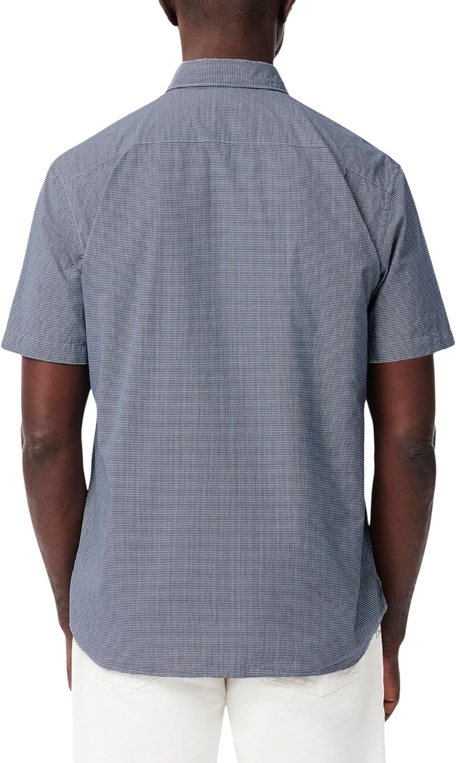image:imageLacoste Mens Core Collection Regular Fit Short Sleeve Checked ShirtWhiteNavy Blue Gingham