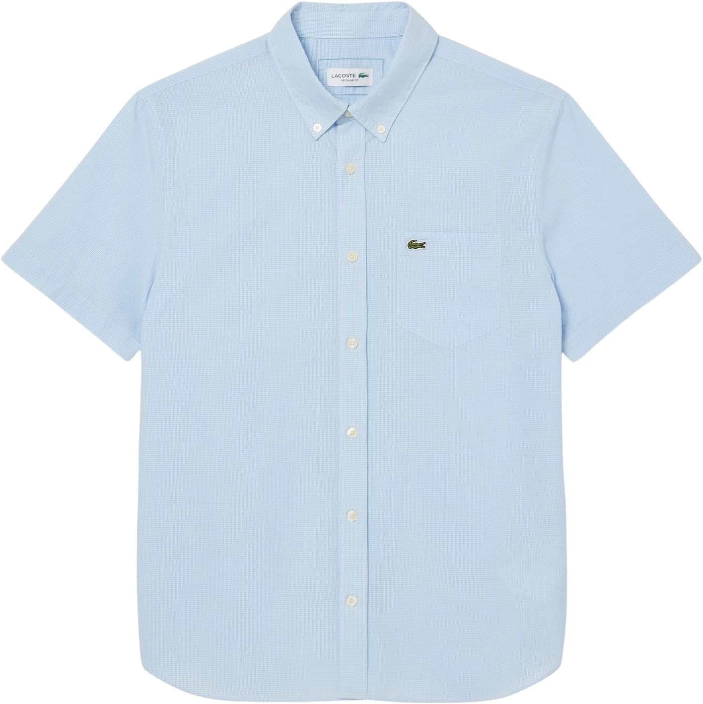 image:imageLacoste Mens Core Collection Regular Fit Short Sleeve Checked ShirtWhiteOverview Gingham