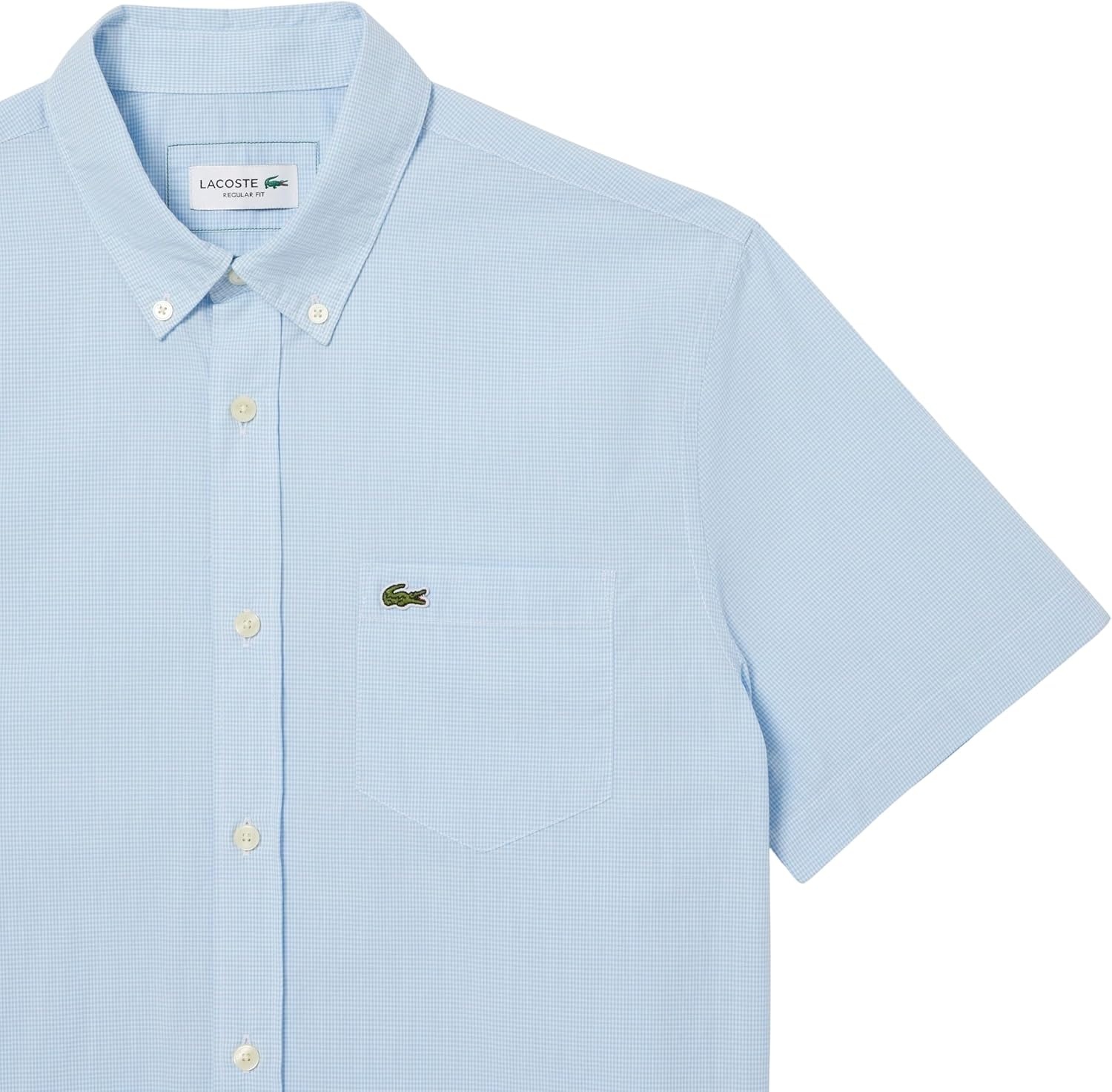 image:imageLacoste Mens Core Collection Regular Fit Short Sleeve Checked ShirtWhiteOverview Gingham