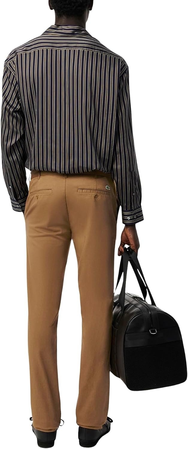 image:imageLacoste Mens Core Collection Slim Fit Stretch Cotton Chino PantDate Brown