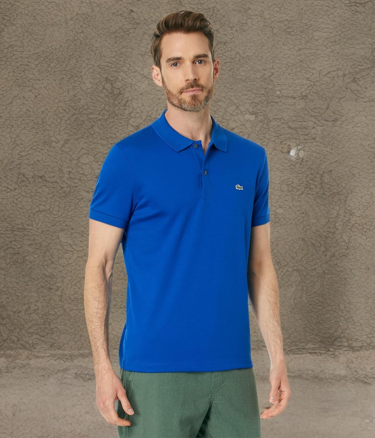 image:imageLacoste Mens Core Short Sleeve Regular Fit Green Croc PoloCobalt