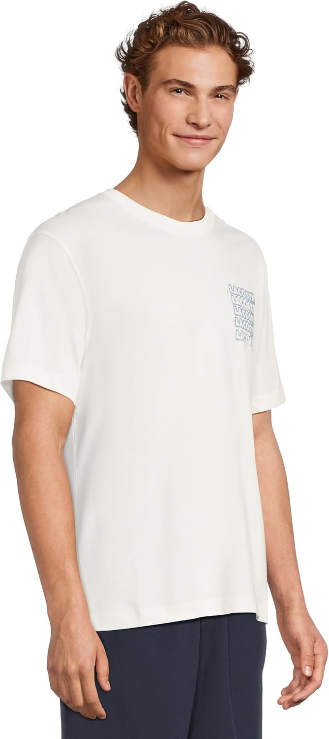 image:imageLacoste Mens Cotton Jersey Graphic TShirtFlour Limestone
