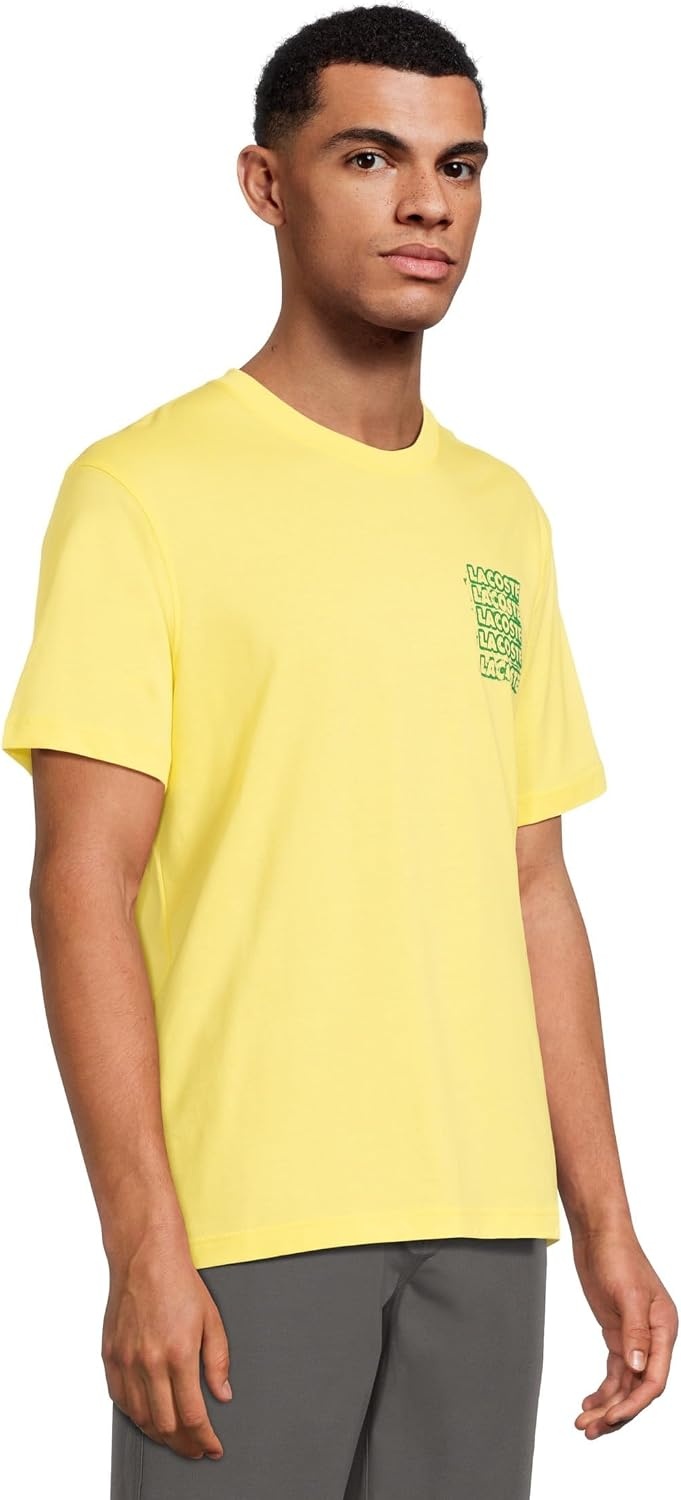 image:imageLacoste Mens Cotton Jersey Graphic TShirtYellow Calathea
