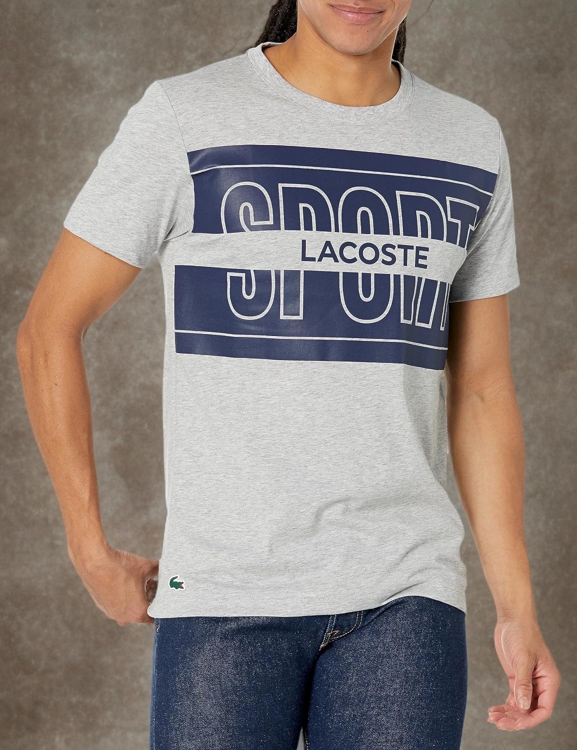 image:imageLacoste Mens Cotton Print TShirtSilver Chine