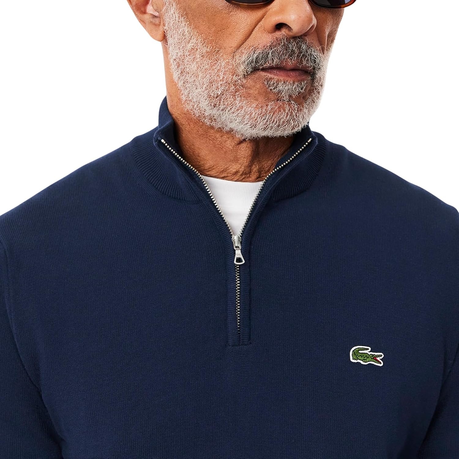 image:imageLacoste Mens Cotton Quarter Zip SweaterNavy Blue