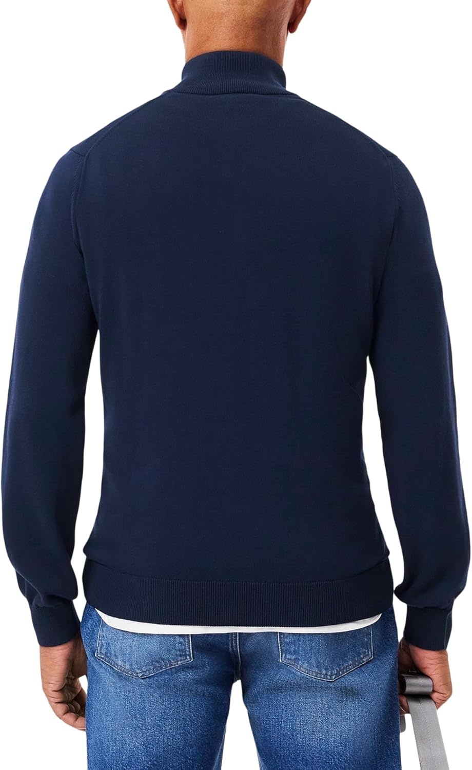 image:imageLacoste Mens Cotton Quarter Zip SweaterNavy Blue