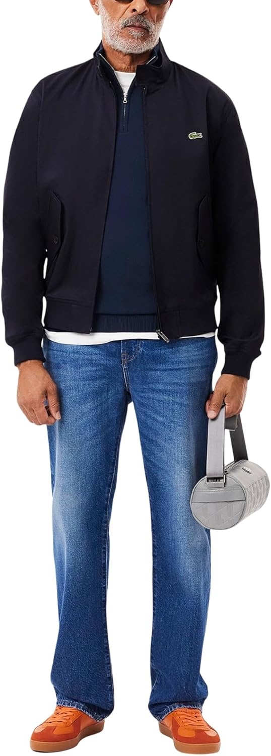 image:imageLacoste Mens Cotton Quarter Zip SweaterNavy Blue