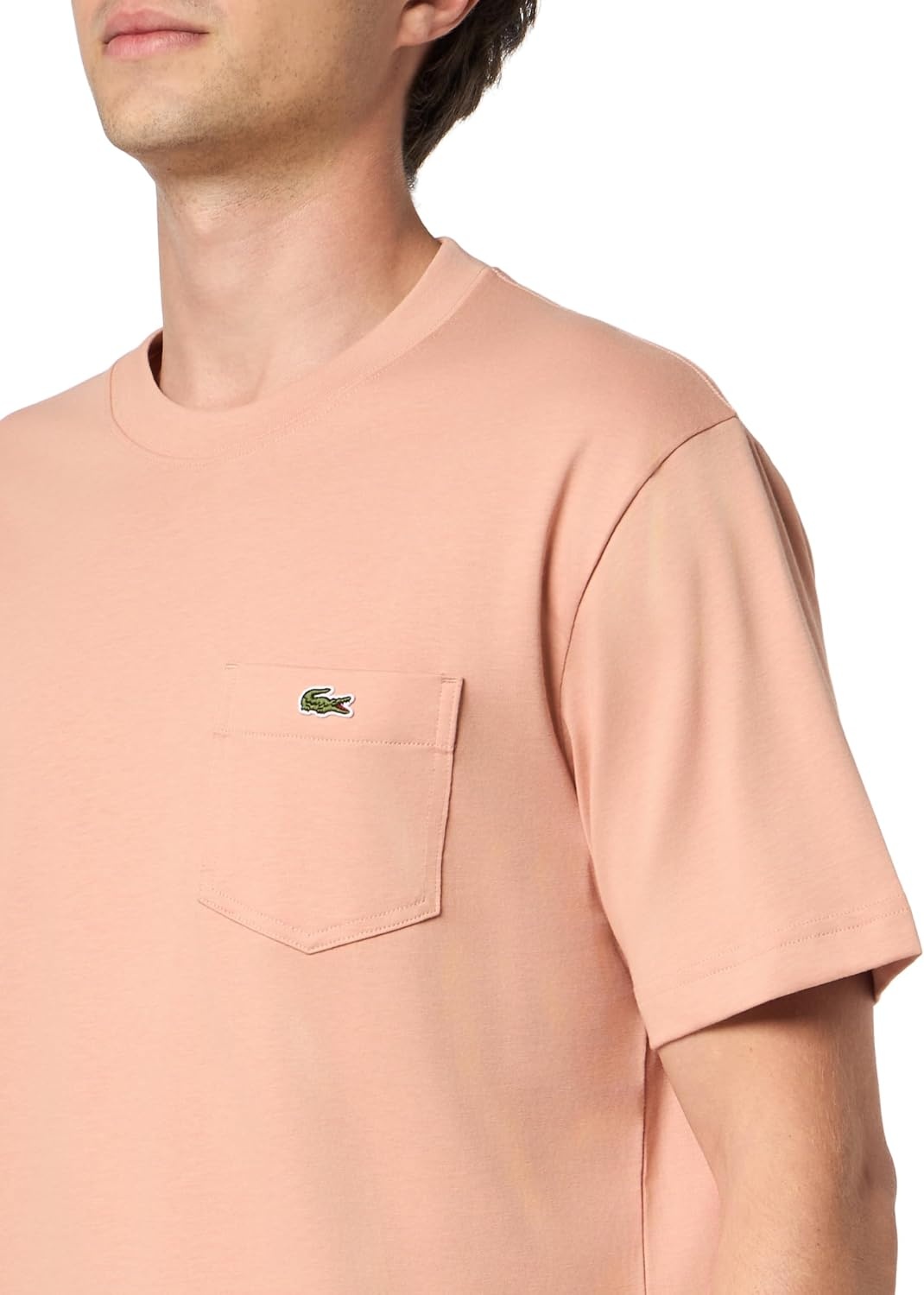 image:imageLacoste Mens Cotton Tshirt with Breast PocketBrown Pocket