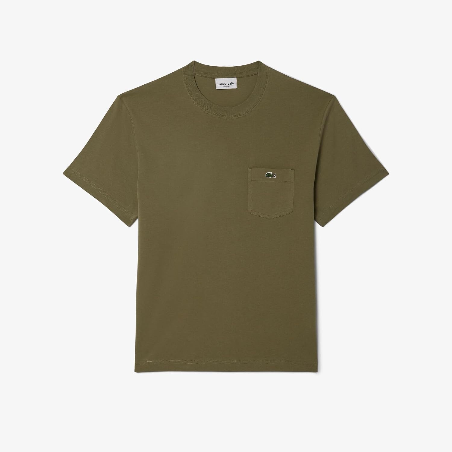 image:imageLacoste Mens Cotton Tshirt with Breast PocketKhaki Pocket