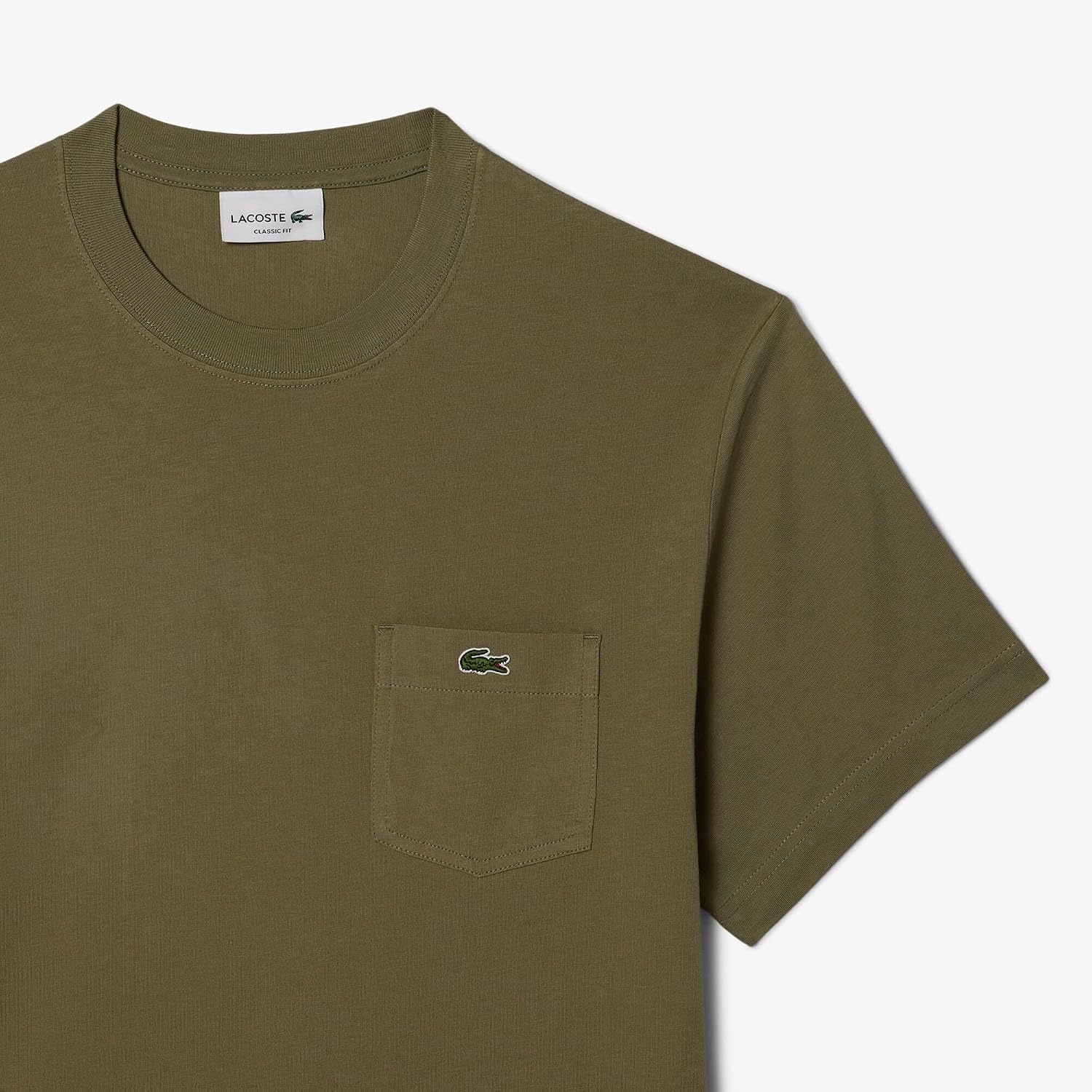 image:imageLacoste Mens Cotton Tshirt with Breast PocketKhaki Pocket
