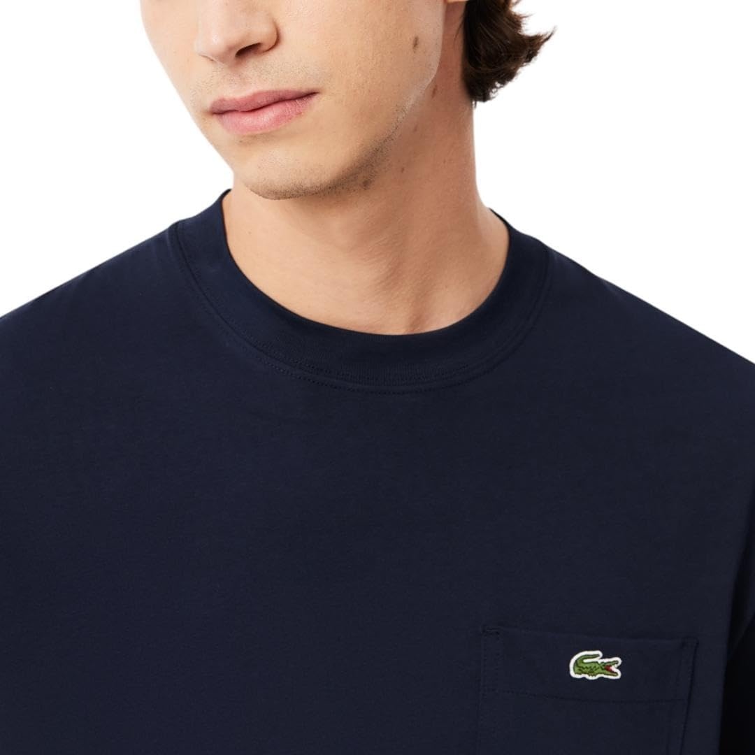 image:imageLacoste Mens Cotton Tshirt with Breast PocketNavy Blue Pocket