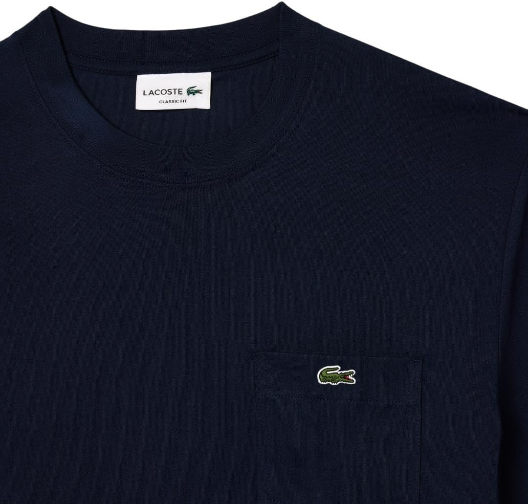 image:imageLacoste Mens Cotton Tshirt with Breast PocketNavy Blue Pocket