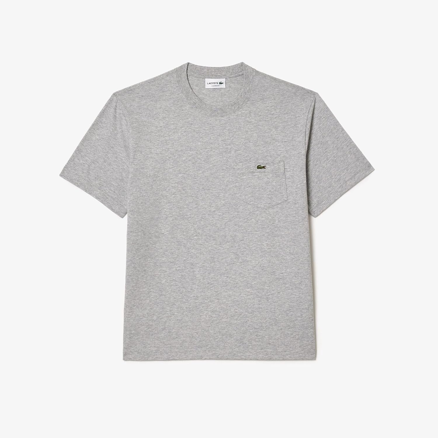 image:imageLacoste Mens Cotton Tshirt with Breast PocketSilver Chine Pocket