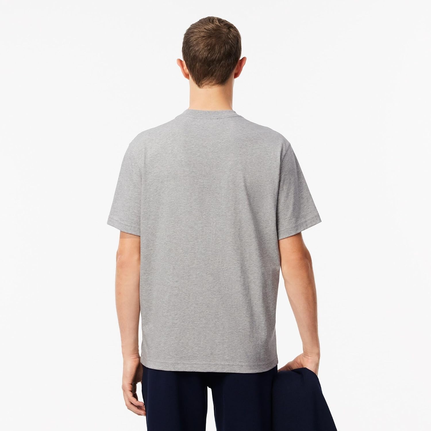 image:imageLacoste Mens Cotton Tshirt with Breast PocketSilver Chine Pocket