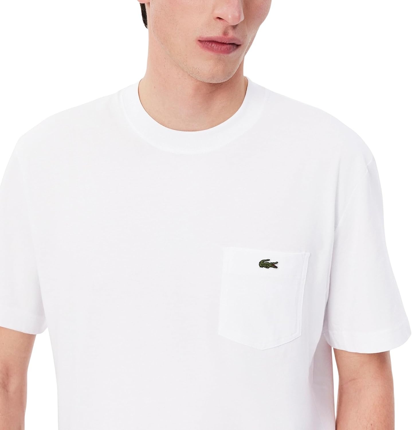 image:imageLacoste Mens Cotton Tshirt with Breast PocketWhite Pocket