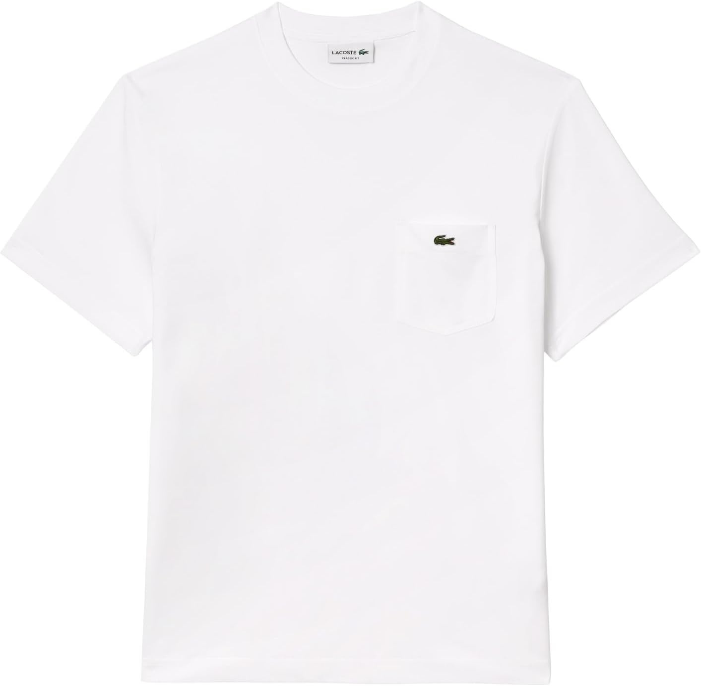 image:imageLacoste Mens Cotton Tshirt with Breast PocketWhite Pocket