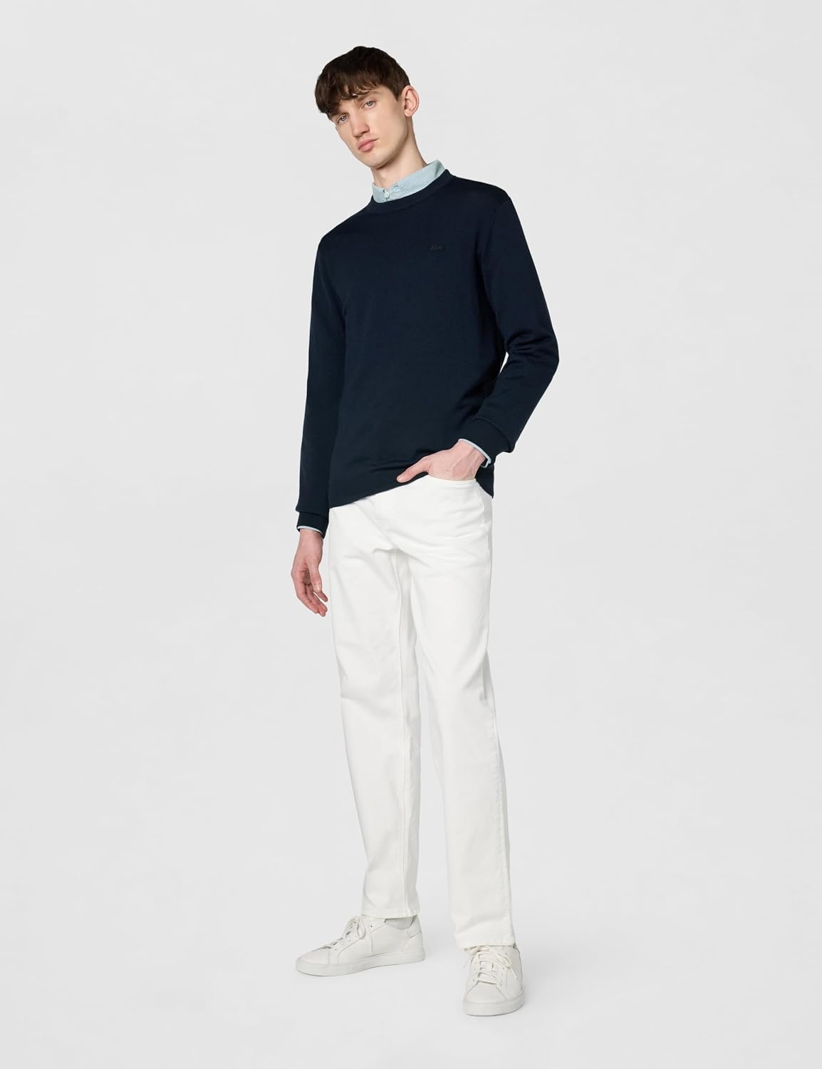 image:imageLacoste Mens Crew Neck Merino Wool SweaterMarine