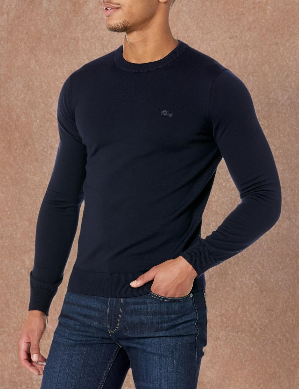 image:imageLacoste Mens Crew Neck Merino Wool SweaterMarine