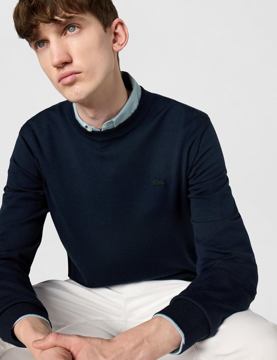 image:imageLacoste Mens Crew Neck Merino Wool SweaterNavy Blue