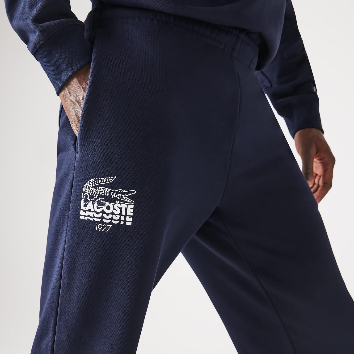 image:imageLacoste Mens Crocodile Branding Cotton Fleece Jogging PantsNavy Blue