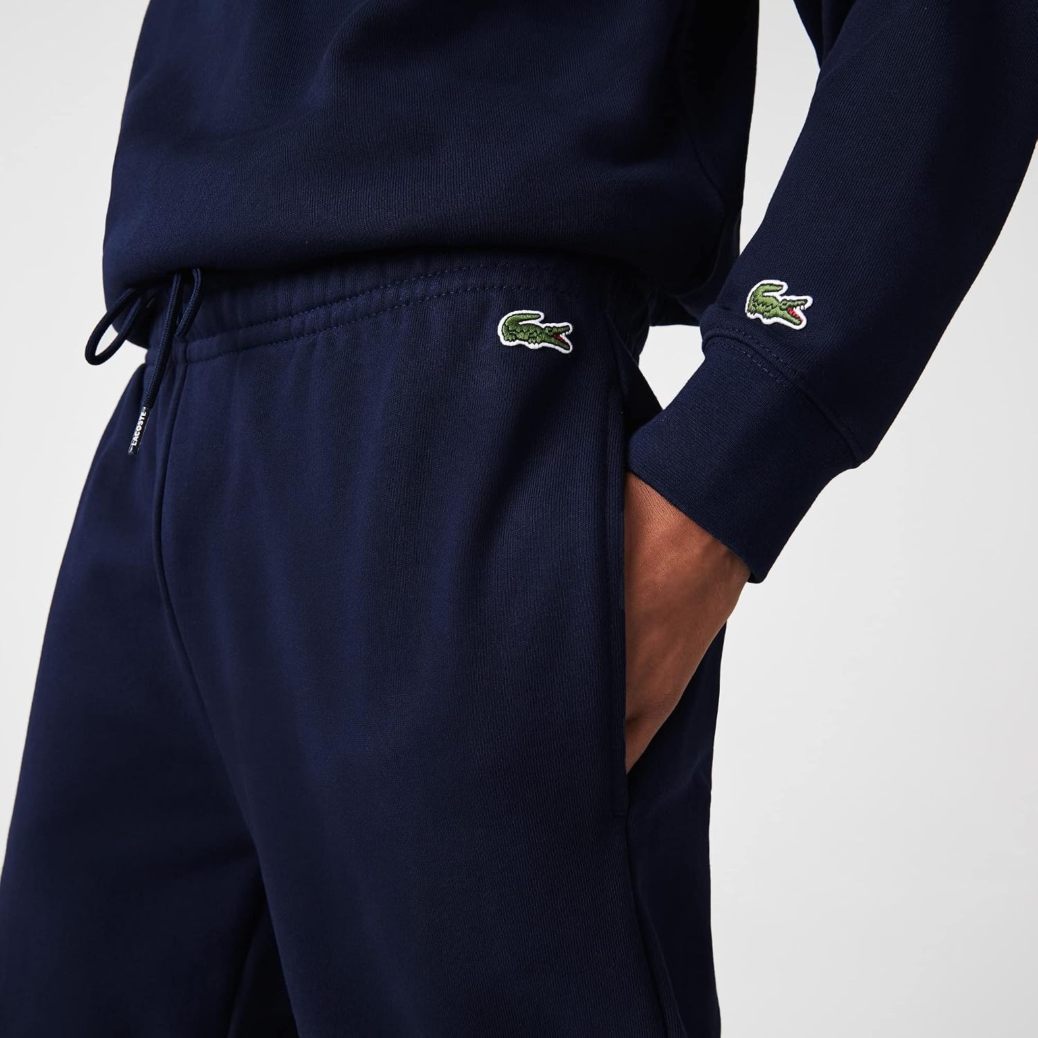 image:imageLacoste Mens Crocodile Branding Cotton Fleece Jogging PantsNavy Blue