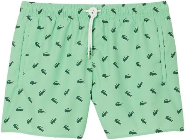 image:imageLacoste Mens Crocodile Print Swim TrunksGreen Multicolor