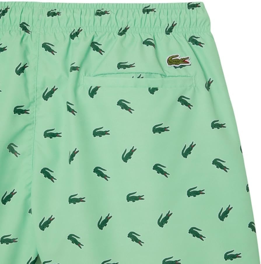 image:imageLacoste Mens Crocodile Print Swim TrunksGreen Multicolor