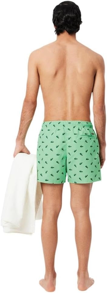 image:imageLacoste Mens Crocodile Print Swim TrunksGreen Multicolor
