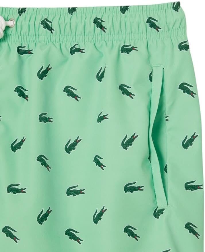 image:imageLacoste Mens Crocodile Print Swim TrunksGreen Multicolor