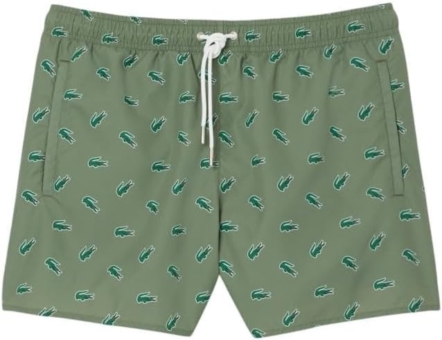 image:imageLacoste Mens Crocodile Print Swim TrunksKhaki Multicolor