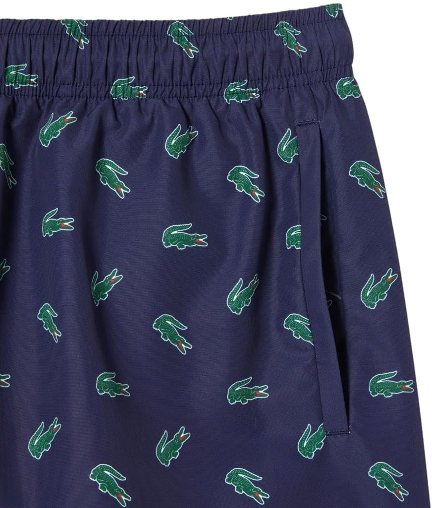 image:imageLacoste Mens Crocodile Print Swim TrunksNavy BlueMultico