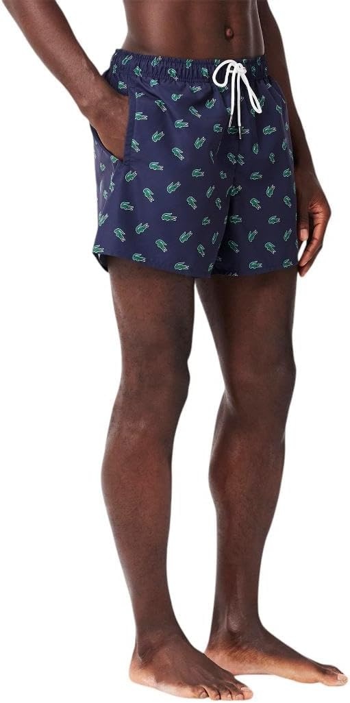image:imageLacoste Mens Crocodile Print Swim TrunksNavy BlueMultico