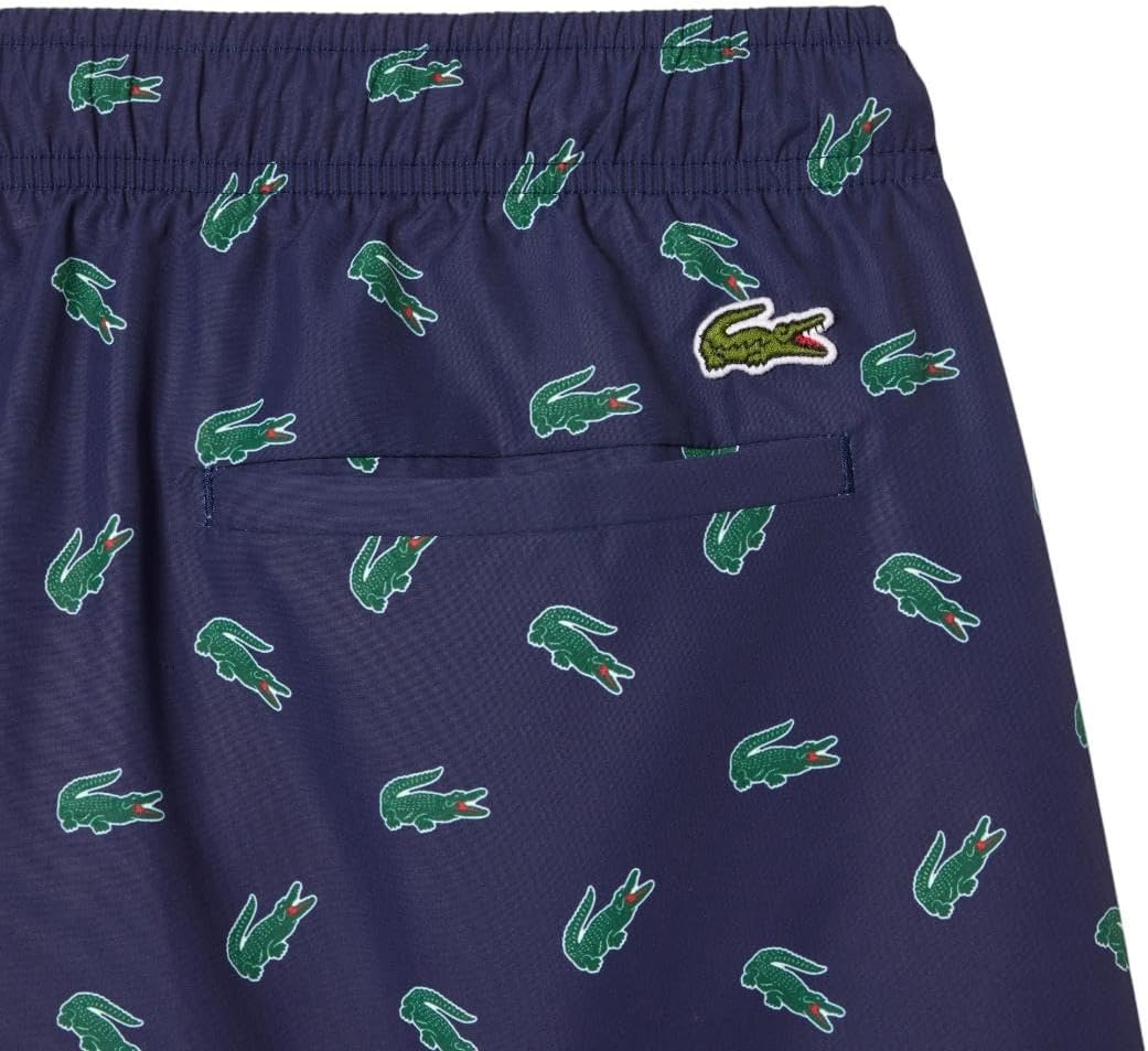 image:imageLacoste Mens Crocodile Print Swim TrunksNavy BlueMultico