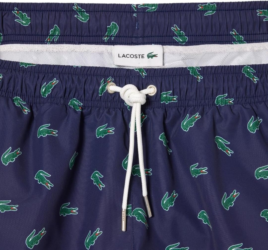 image:imageLacoste Mens Crocodile Print Swim TrunksNavy BlueMultico