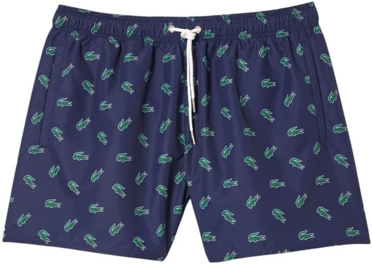 image:imageLacoste Mens Crocodile Print Swim TrunksNavy BlueMultico