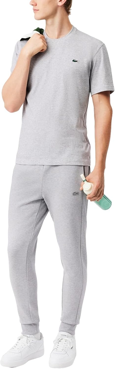 image:imageLacoste Mens Fitted Jersey SweatpantsSilver Chine