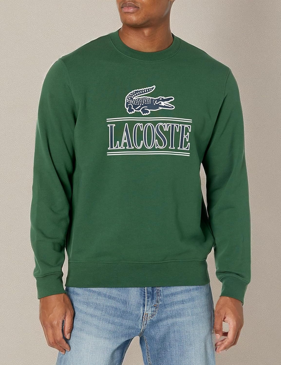 image:imageLacoste Mens Fleece Crew Neck Print SweatshirtGreen