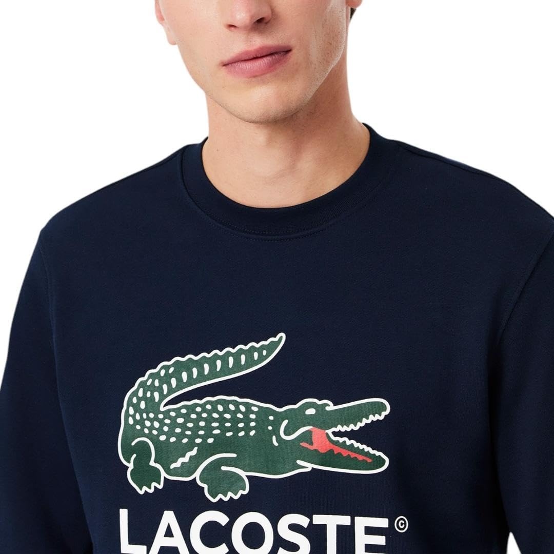 image:imageLacoste Mens Fleece Crew Neck SweatshirtNavy Blue