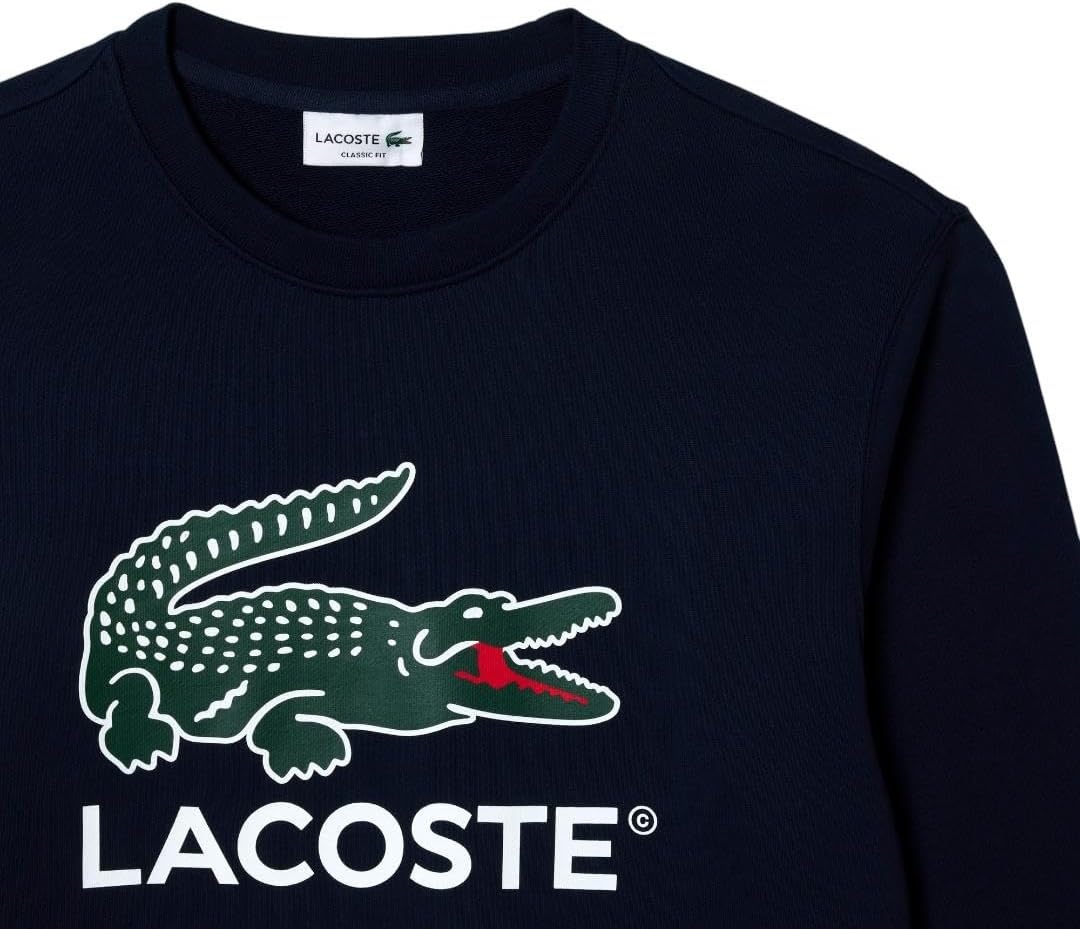 image:imageLacoste Mens Fleece Crew Neck SweatshirtNavy Blue