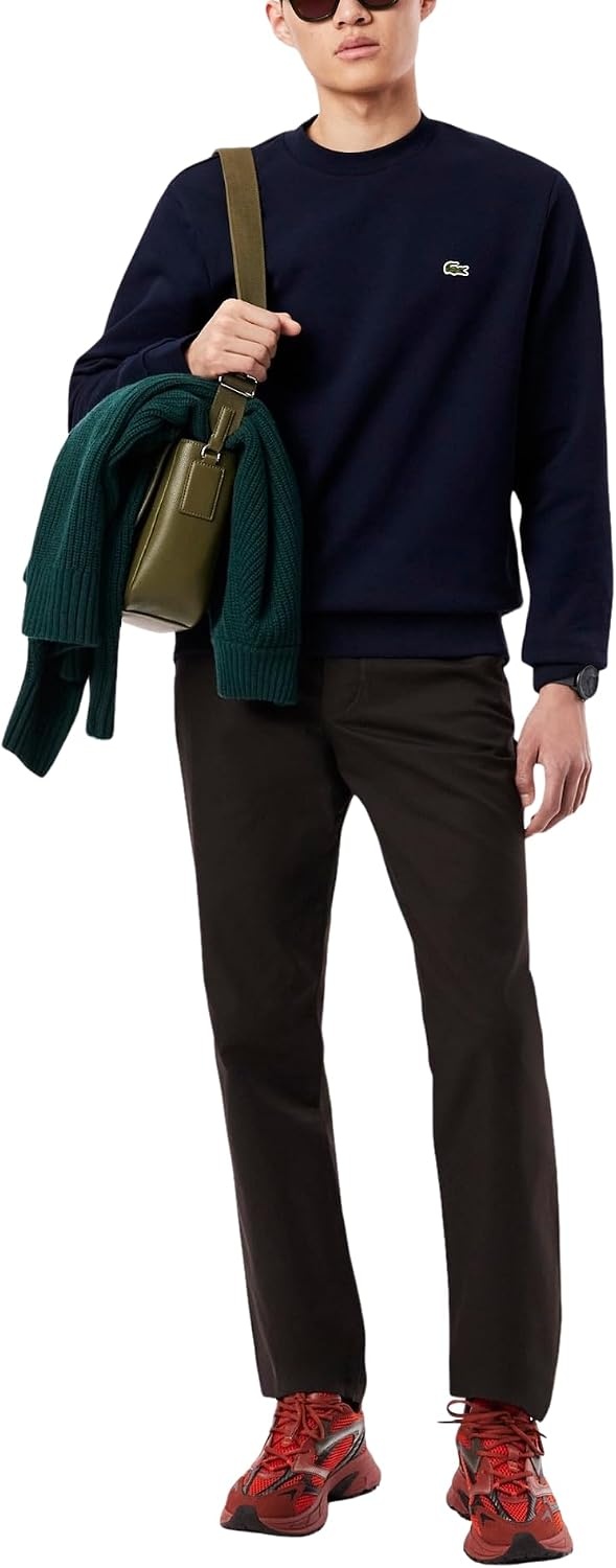 image:imageLacoste Mens Fleece Crew Neck SweatshirtNew Navy Blue